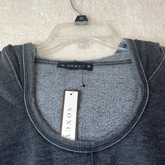 NWT Soncy Womens Gray U-Neck Cropped Hoodie SIZE 0X PLUS SIZE - Picture 5 of 10